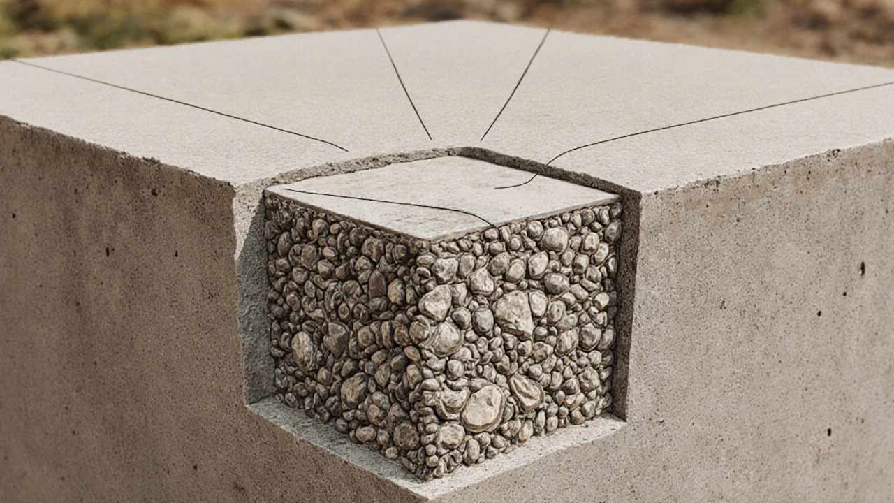 Разрез бетона с плотной структурой без трещин и пустот