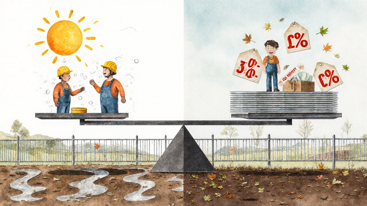 Сезонное сравнение: лето с высокими ценами и грязью против осени с скидками и сухой землёй.