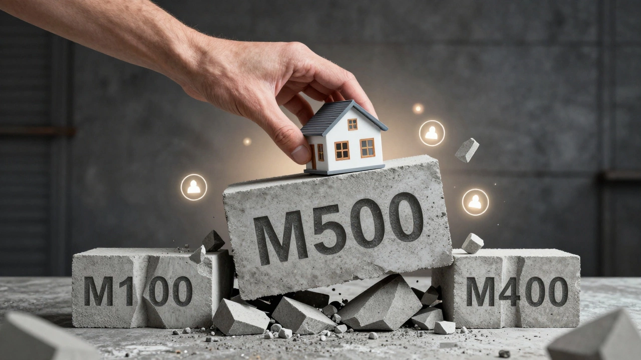 Крошечный дом стоит на блоке М500, а более слабые марки цемента разрушаются под ним.