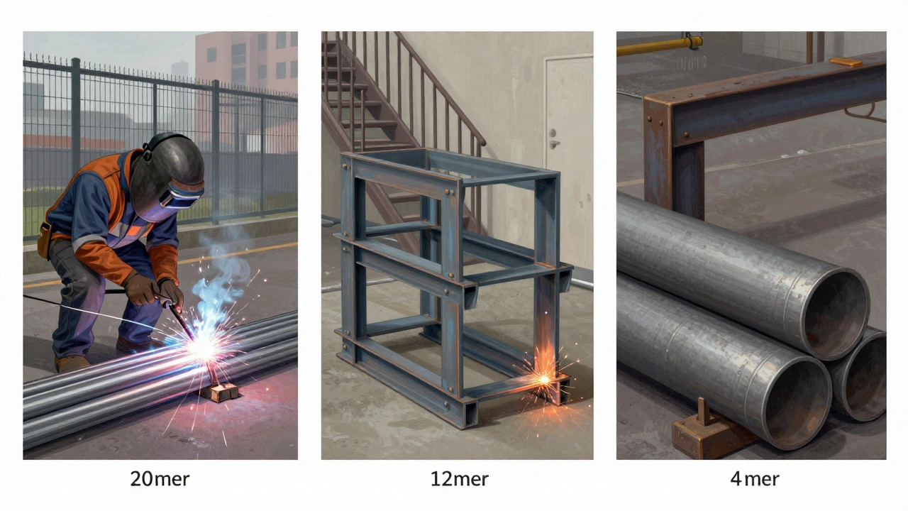 Три сцены: сварка тонких труб, средних рам и толстых балок — показывают разницу в объеме работы за день.
