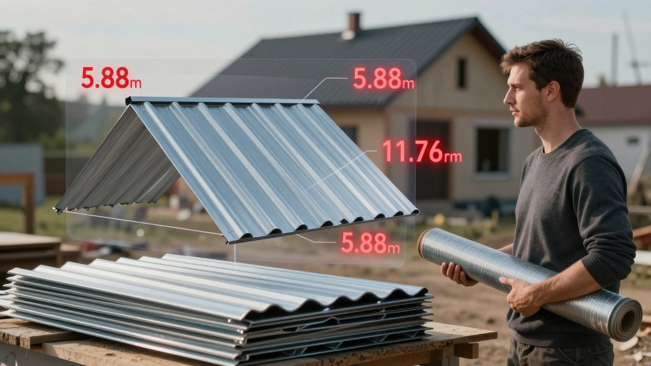 Концептуальное изображение кровельного материала с прозрачными расчетами скатов.