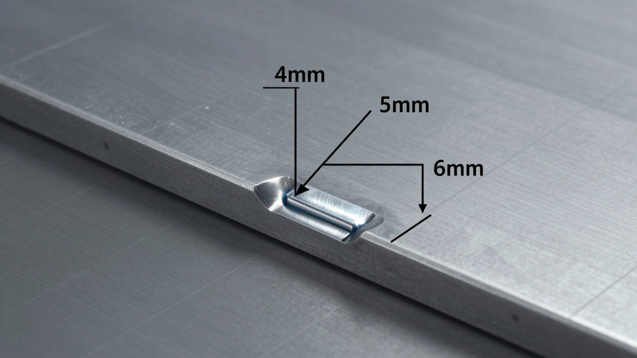 Поперечное сечение углового сварного шва с обозначенным катетом как перпендикулярное расстояние.